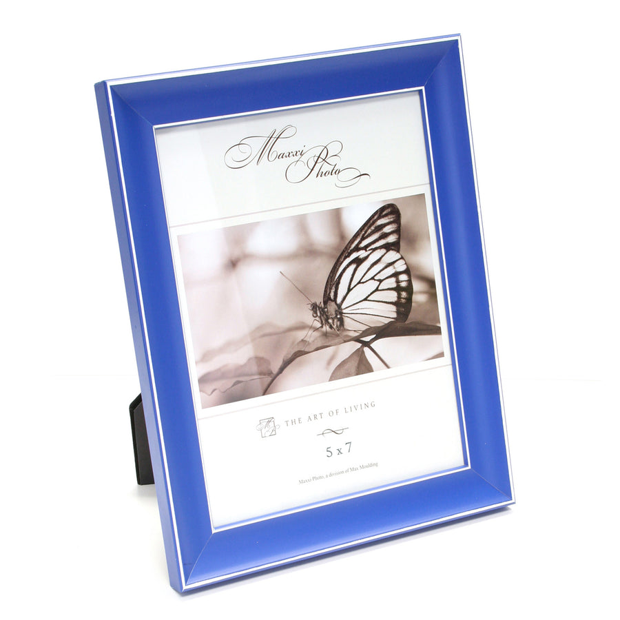 Maxxi Photo / Picture Frames in Bright Blue on Solid Hardwood Fits 5 x 7 Inches Photo Print Size Quality Picture Frame from the Rainbow Collection Designed in Italy