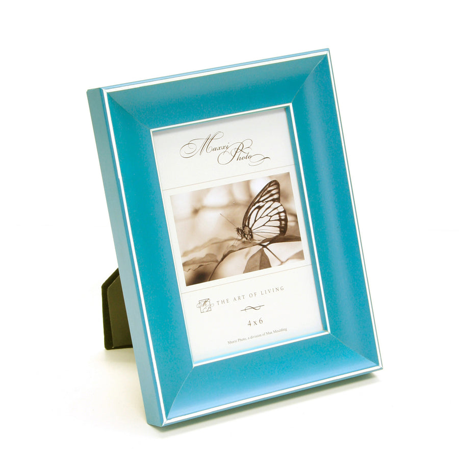 Maxxi Photo / Picture Frames in Bright Cyan on Solid Hardwood Fits 4 x 6 Inches Photo Print Size Quality Picture Frame from the Rainbow Collection Designed in Italy