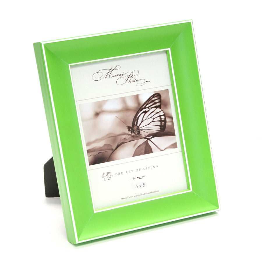 Maxxi Photo / Picture Frames in Bright Green on Solid Hardwood Fits 4 x 6 Inches Photo Print Size Quality Picture Frame from the Rainbow Collection Designed in Italy