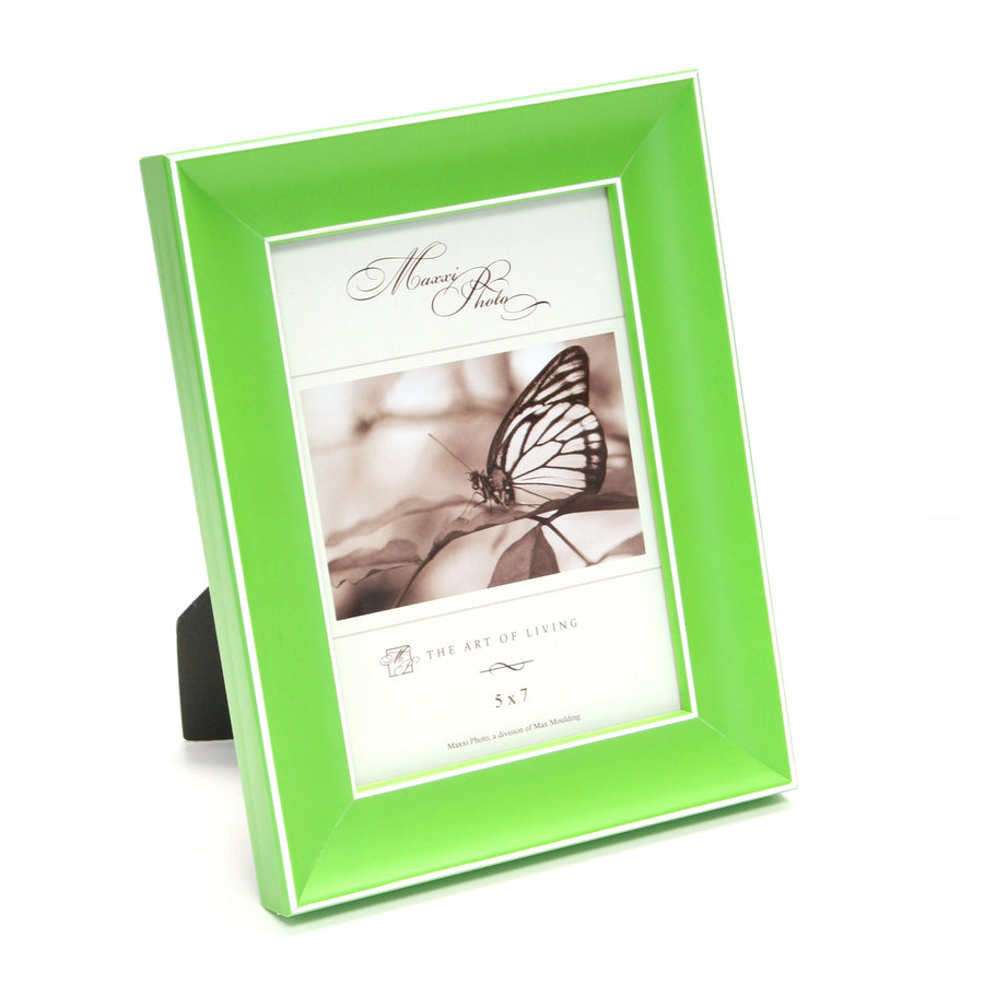 Maxxi Photo / Picture Frames in Bright Green on Solid Hardwood Fits 5 x 7 Inches Photo Print Size Quality Picture Frame from the Rainbow Collection Designed in Italy