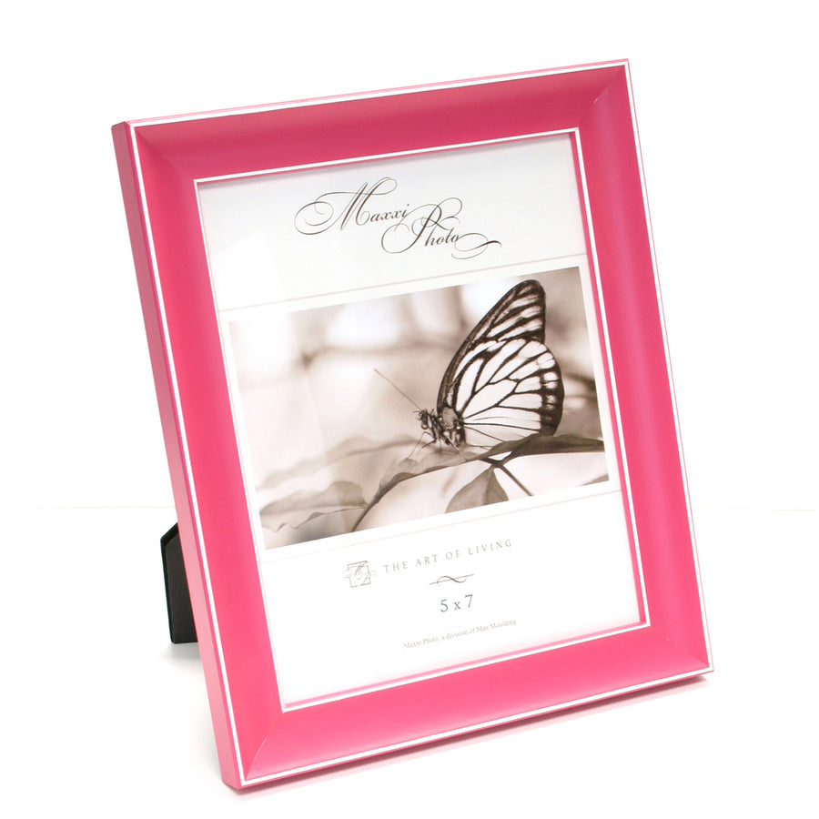 Maxxi Photo / Picture Frames in Bright Pink on Solid Hardwood Fits 5 x 7 Inches Photo Print Size Quality Picture Frame from the Rainbow Collection Designed in Italy
