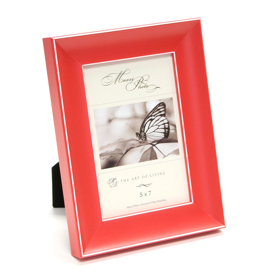 Maxxi Photo / Picture Frames in Bright Red on Solid Hardwood Fits 5 x 7 Inches Photo Print Size Quality Picture Frame from the Rainbow Collection Designed in Italy