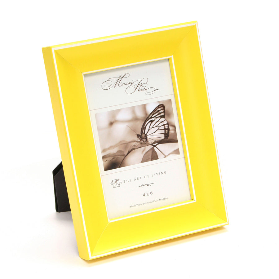 Maxxi Photo / Picture Frames in Bright Yellow on Solid Hardwood Fits 4 x 6 Inches Photo Print Size Quality Picture Frame from the Rainbow Collection Designed in Italy