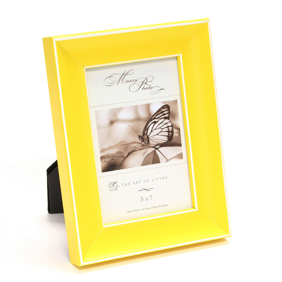 Maxxi Photo / Picture Frames in Bright Yellow on Solid Hardwood Fits 5 x 7 Inches Photo Print Size Quality Picture Frame from the Rainbow Collection Designed in Italy